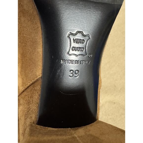 Diane B Boots Womens Size 9 Tan Suede Over Knee Fringe Made in Italy Block Heel - Picture 9 of 16